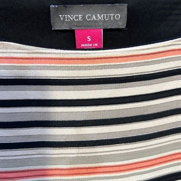 Vince Camuto top striped lined tank orange black gray Sz Small - Picture 2 of 8